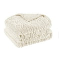 thumbnail image 2 of Superior Arctic Fleece Boho Knit Jacquard Blanket, Throw, Ivory, 2 of 7