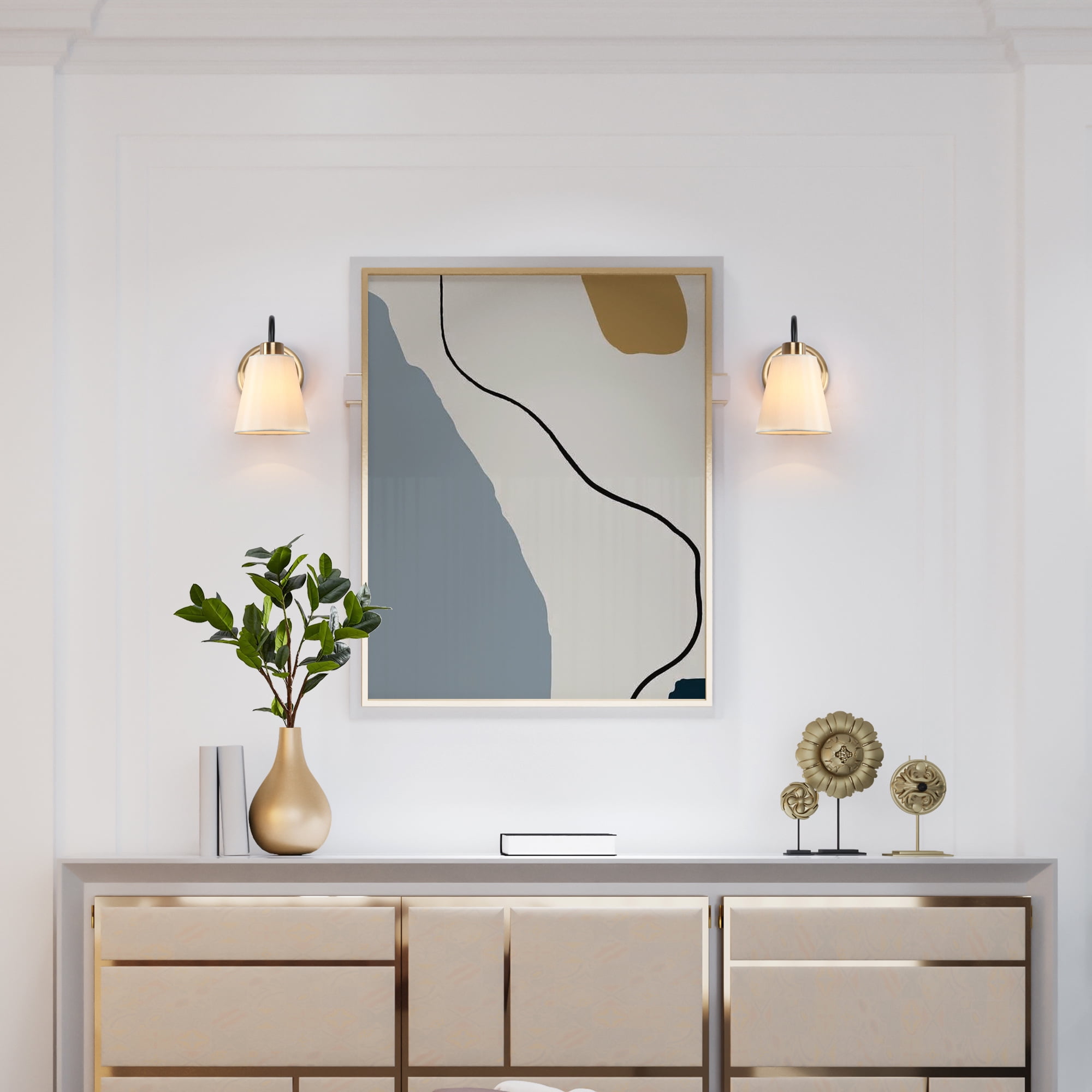 LNC Jacarmellia 5-in W 1-Light Polished Gold Modern/Contemporary LED Wall Sconce