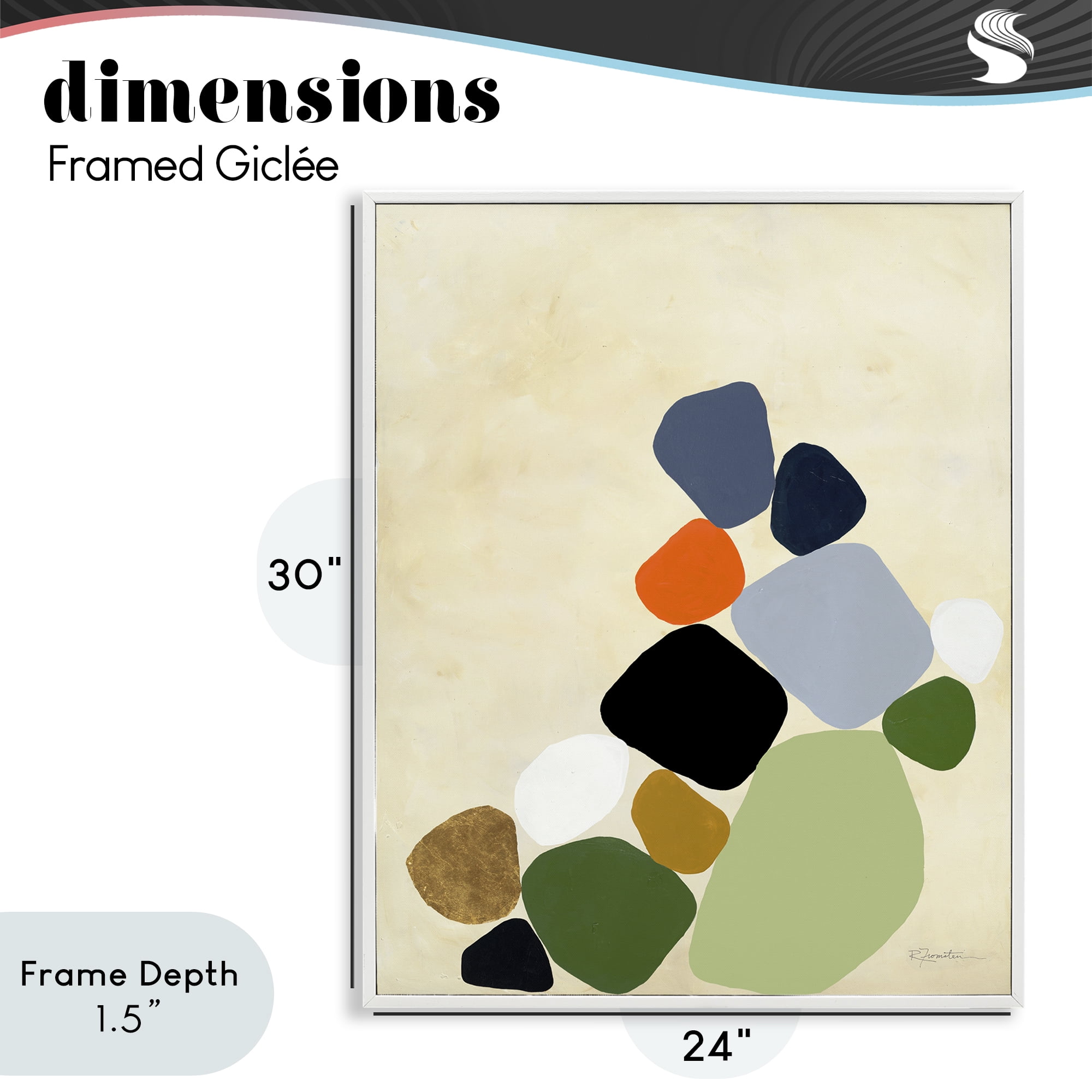 Stupell Industries Cluster of Minimal Pebbles White Framed Giclee Art, design by Ruth Fromstein