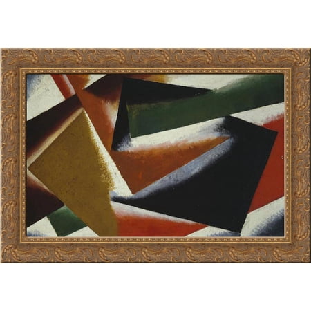 Painterly Architectonic 24x20 Gold Ornate Wood Framed Canvas Art by Popova, Lyubov
