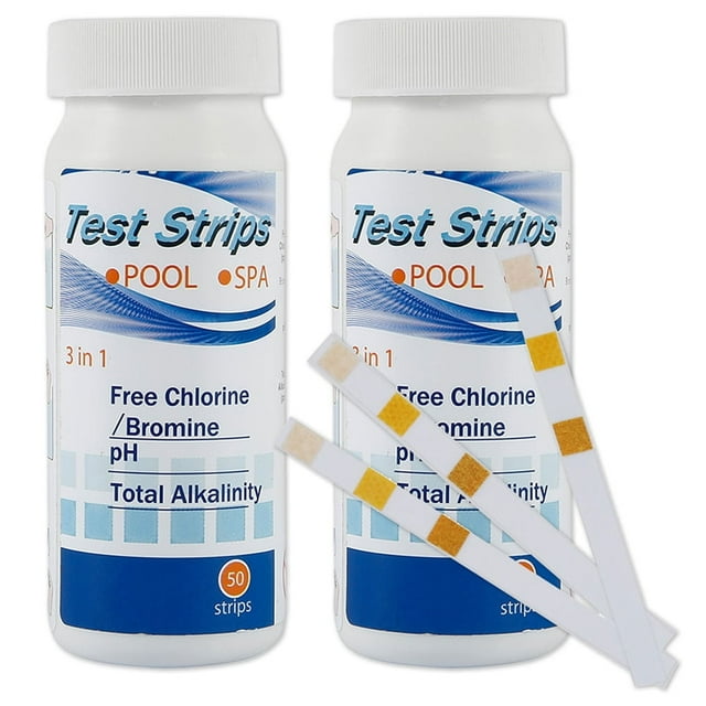 3 in 1 Pool Test Strips Spa Test Kit Water Tester Kits for Swimming Pool Spa Hot Tub and Home Water to Detect Chlorine PH and Alkalinity Testing 100 PCS