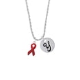 thumbnail image 2 of Delight Jewelry Silvertone Red Ribbon Silvertone Script Initial Disc - Y - Charm Necklace, 20"+3", 2 of 4