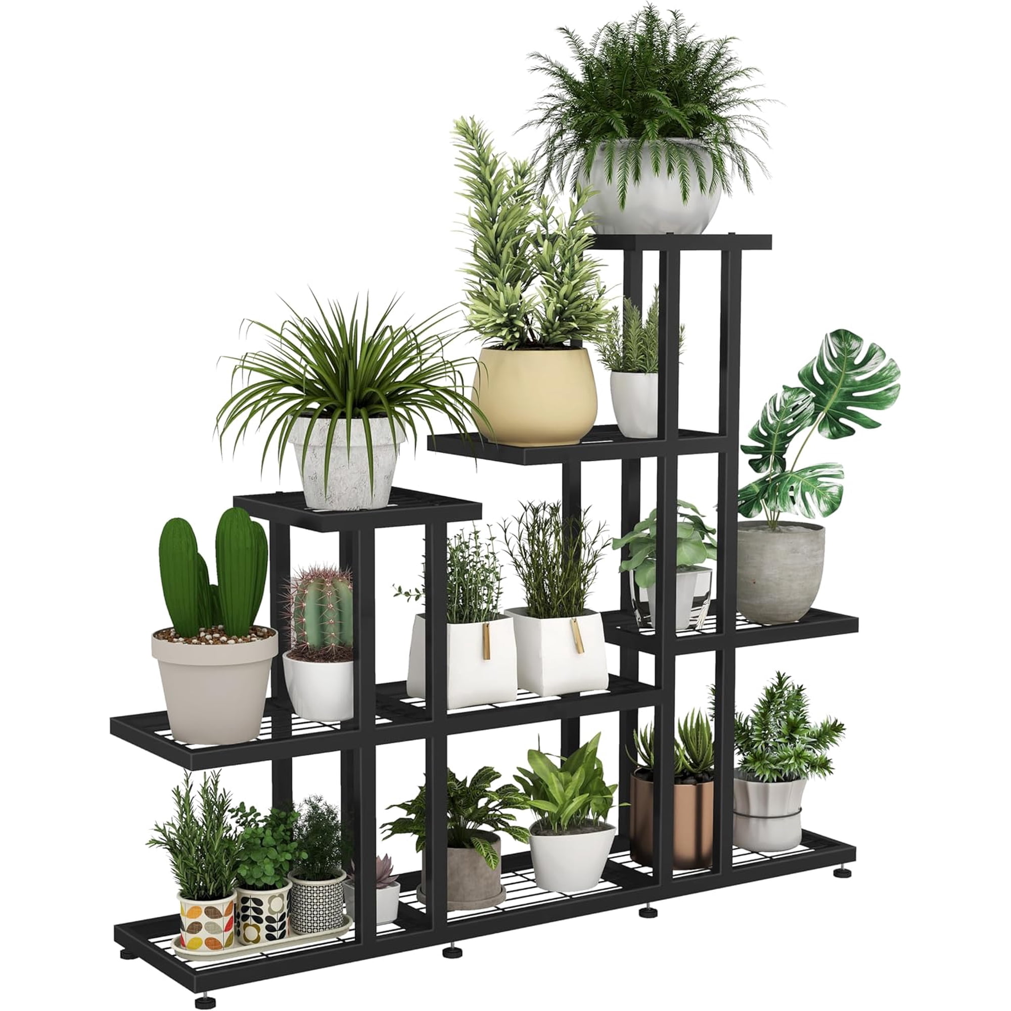 6-Tier 16 Potted Indoor Corner Plant Stand Metal Flower Rack for Bonsai Tree Live Plants Window Sill Shelf for Apartment and Patio Decor