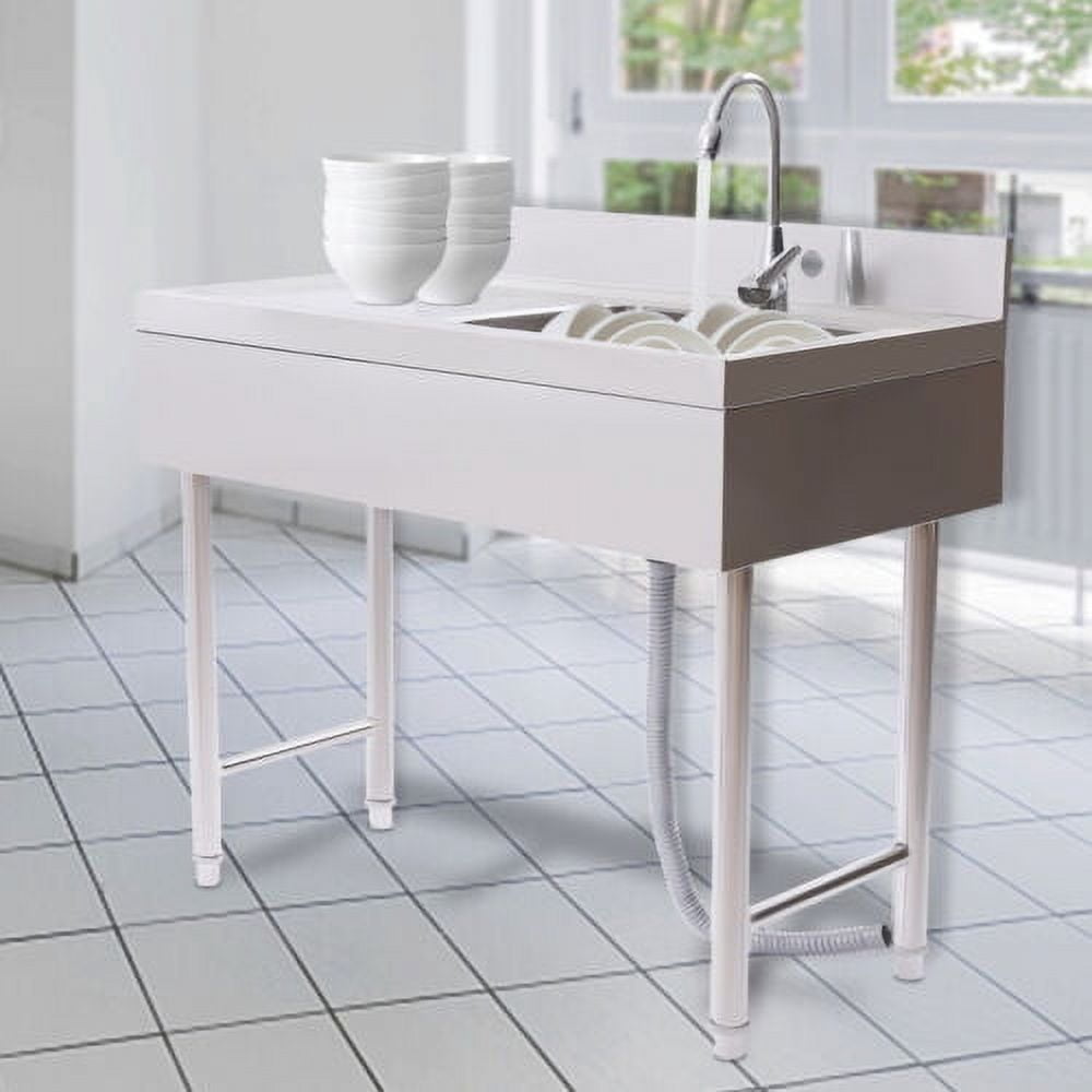 Commercial Sink Stainless Steel Kitchen Utility Sink 1 Compartment & Prep Table