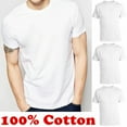 thumbnail image 4 of Mens 100% Cotton Casual T-Shirt Black White Short Sleeve Tee Crew Neck V-Neck, 4 of 6