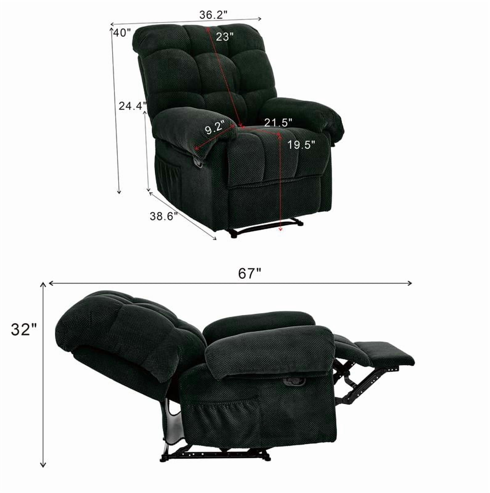 Overstuffed Recliner Chair with Manual Push-Back Recline, Plush Padded Armchair with Footrest, Ergonomic Lounge Chair for Living Room, Home Theater, Dark Gray