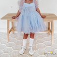 thumbnail image 4 of B930G-Kids Girls Princess Dress Swiss Dot Puff Manga Lazo Flor Niña Vestido En Capas Malla Tul Desfile De Fiesta Con Diadema, 4 of 4