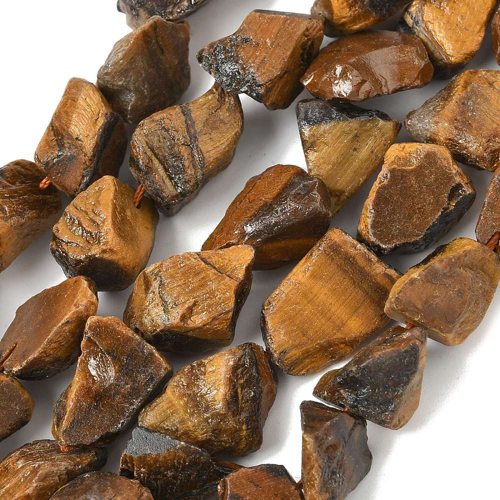 Raw Rough Natural Tiger Eye Beads Strands 6~24x7~16x4~10mm Hole: 1mm 25~38pcs/strand 15.35~15.94''(39~40.5cm)