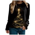 thumbnail image 5 of TTUHYWXI Womens Green Red Christmas Sweatshirts Xmas Tree Snowflake Printed Long Sleeve Pullover (Gold, XXL), 5 of 6