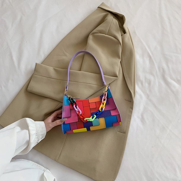 Bolsa Moda Geométrica Hit Color Underarm Cuero Mujer Casual Hombro Embragues Tmvgtek Para Estrenar