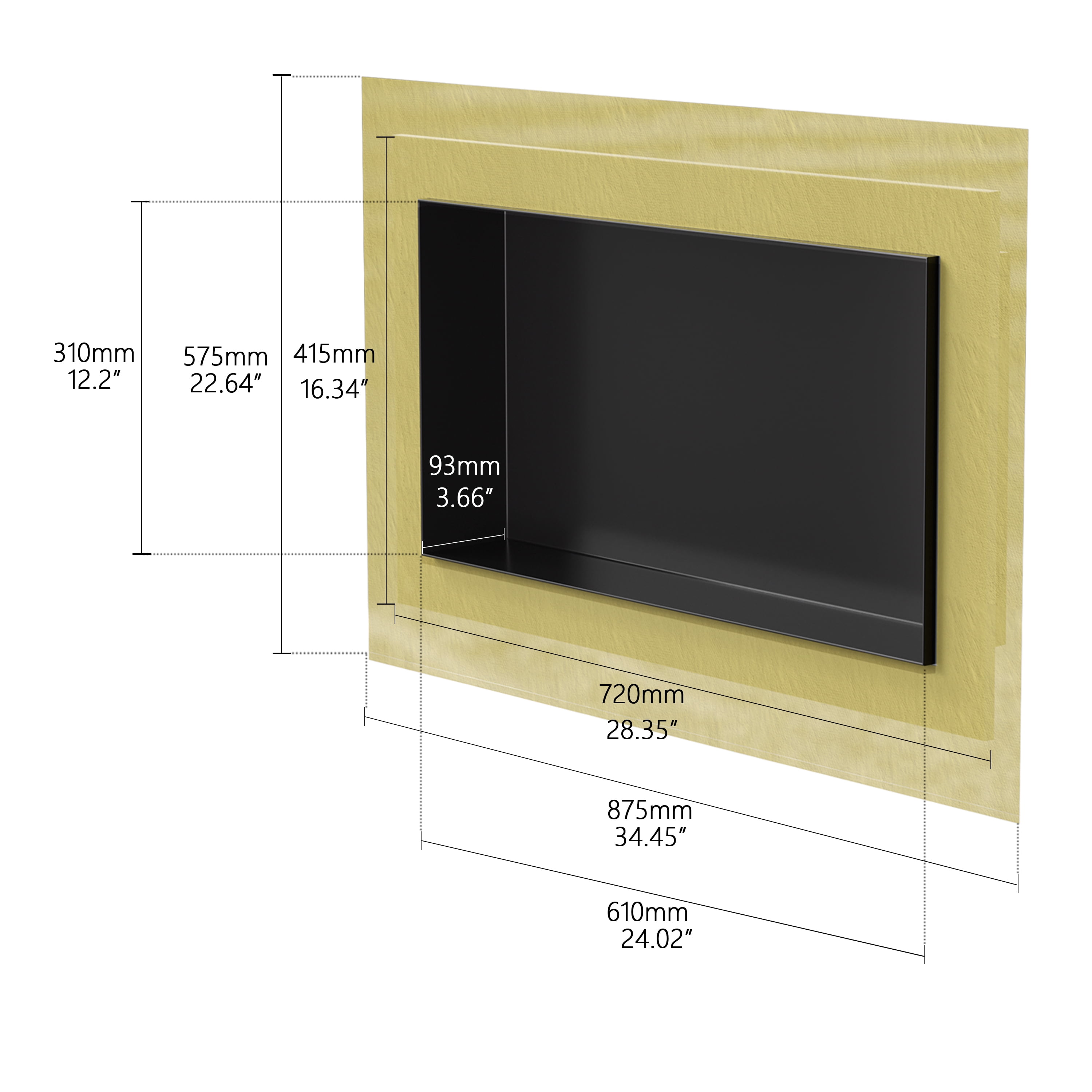 Uni-Green 16x28 Inch Stainless Steel Shower Niche in Matte Black, Fingerprint Resistant Recessed Organizer for Multi-Room Use