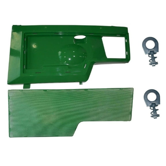 New LEFT Side Panel, SCREEN and Panel Retaining Clip Kit AM128983 M116021 Fits John Deere 415 425 445 455