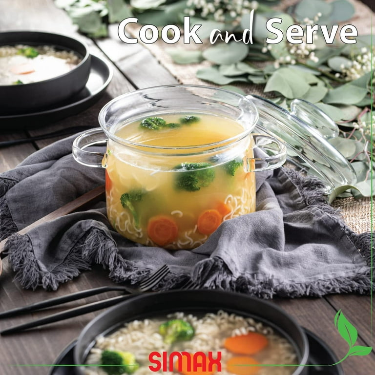  Simax Glass Cookware, 64 Oz (2 Quart) Clear Glass Pot, Glass  Saucepan, Potpourri Simmer Pot With Lid, Easy Grip Handles, Made from Oven,  Microwave, Stove and Dishwasher Safe Borosilicate Glass: Home