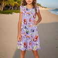 thumbnail image 4 of Toddler Dress Summer Ruffle Sleeve Sundress Outfit For Kids 3-10T Vintage Dress For Girls, 4 of 8