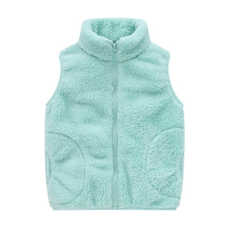 

Baby Delas!Toddler Baby Boy Girl Fleece Vest Kid Fuzzy Plush Sleeveless Waistcoat Faux Fur Vest Kids Zipper Fall Outerwear Jackets with Pockets Winter Jackets for Girls Clearance 18 Months-7 Years
