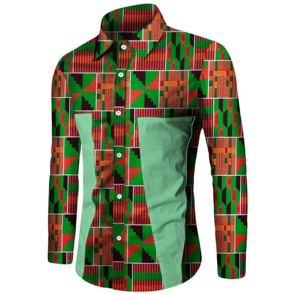 BAZINRICHE African Men Long Sleeve Shirts Top Causal Party Shirt WYN350