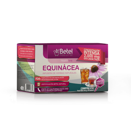 Betel Echinacea Natural Herb Infusion Net Wt 1.44 oz. 24 Bags (0.06 oz ea.) Te de Equinacea Hierbas Naturales