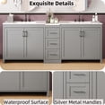 thumbnail image 5 of Christopher Knight Home 84" Double Sink Bathroom Vanity Cabinet with Quartz Countertop and Ceramic Sinks, Gray, 5 of 10