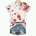 thumbnail image 4 of Towmus Halloween Clothes Short Sleeve Shirts Funny Tshirt Loose Fit Hand Printed V Neck Tops, 4 of 4