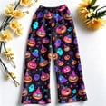 thumbnail image 5 of Garbnen Halloween Fleece Pajama Pants Women Ghost Pumpkin Print Women Lounge Pants Soft Plush Fall Winter Warm Wide Leg Sleeping Pants Women, 5 of 6