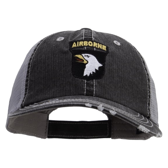 101st Airborne Division Embroidered Low Profile Special Cotton Mesh Cap - Black OSFM