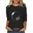 thumbnail image 1 of Blusa de cuello redondo de manga larga con estampado de gato sólido suelto clásico para mujer Pompotops gfhjh16502, 1 of 7