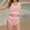 Pink, variant on UTSJKR Girls Swimsuit Wide Strap High Waisted Bikini Sets Colorblock Sporty 2 Piece Bathing Suit for 6-16 Years Purple 12-13Years