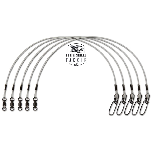 Lot de 5 80 lb 36 Pouces Premium Fluorcarbon Tooth Shield Tackle Musky Leaders Muskie Pike Leader (Roule à Billes)