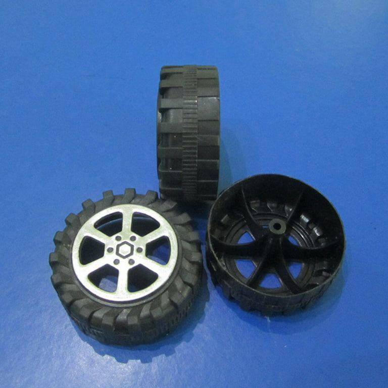 30 Pcs 4.2cm Diameter Toy Car Accessories DIY Round Plastic Small Wheels DIY Handmade Car Crafts Supplies (Black), Multicolor