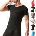 thumbnail image 4 of VSSSJ Men's Undershirt Short Sleeve V Neck Slim Fit Tee Tops Soft Solid Color Lightweight Basic T-Shirt Underwear Shirt for Men Black XL, 4 of 4