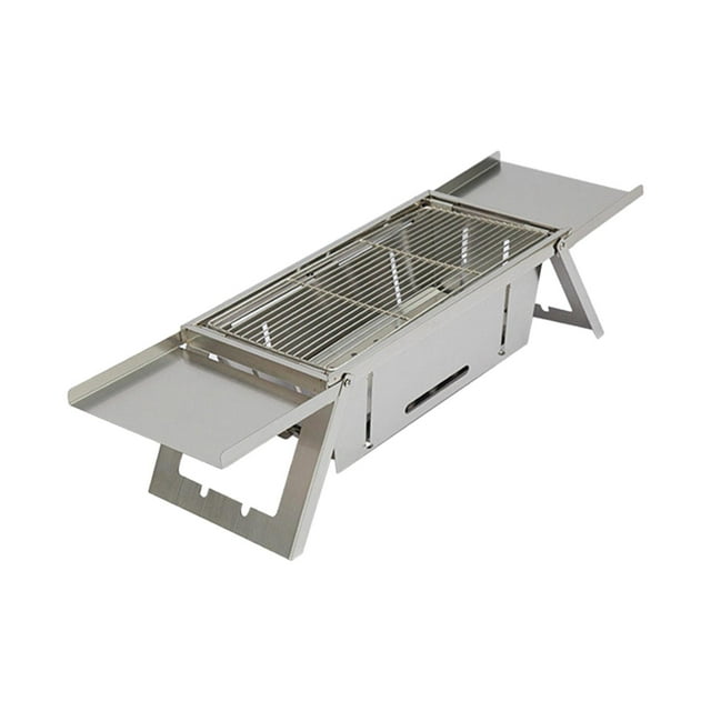 Parrilla de carbón Parrilla de barbacoa Parrillas de leña ajustables portátiles Parrilla plegable Mesa Barbacoa Parrilla de carbón para playa Camping 42x21cm