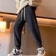thumbnail image 5 of Little Girls Pants Casual Elastic High Waisted Loose Fit Pockets Kid Children Cargo Sweatpants Streetwear Winter Warm Pants Daily Versatile Sportwear, 5 of 9