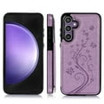 thumbnail image 2 of Dteck Case Compatible with Samsung Galaxy S25 Plus,Magnetic Clasp Leather Wallet with Card Slot Butterfly Embossing Case Flip Kickstand Protective Phone Cover for Galaxy S25 Plus,Purple, 2 of 8