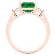 thumbnail image 4 of 2.32 ctw 3 Stone Anniversary Ring for Women | Princess Cut Simulated Emerald | Hyperallergenic Solid 14K Rose Gold, 4 of 5