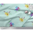 thumbnail image 2 of Soimoi Green Modal Satin Fabric Sunflower & Peony Floral Print Sewing Fabric Yard 42 Inch Wide, 2 of 3