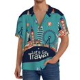 thumbnail image 3 of KLL Let's go Travel Print Men's Shirt Short Sleeve Button Down Summer Cuba Beach Shirts- 4X-Large, 3 of 7