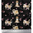 thumbnail image 1 of Soimoi Poly Georgette Fabric Floral,Sheltie & Pekingese Dog Fabric Prints by Yard 42 Inch Wide, 1 of 1