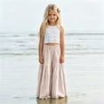 thumbnail image 2 of Girls Wide Leg Cotton Pants Kids Paperbag High Elastic Waist Palazzo Trousers Boho Summer Baggy Loose Plain Casual Beachwear, 2 of 7