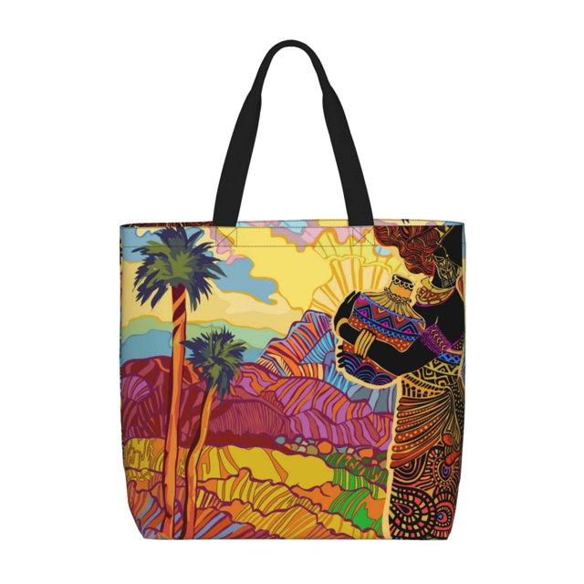 Balery Beautiful African Woman Bolsa de Mano para Mujeres con Cremallera, Bolsa de Gimnasio con Compartimentos, Bolsa para Laptop, Bolsa para Trabajo