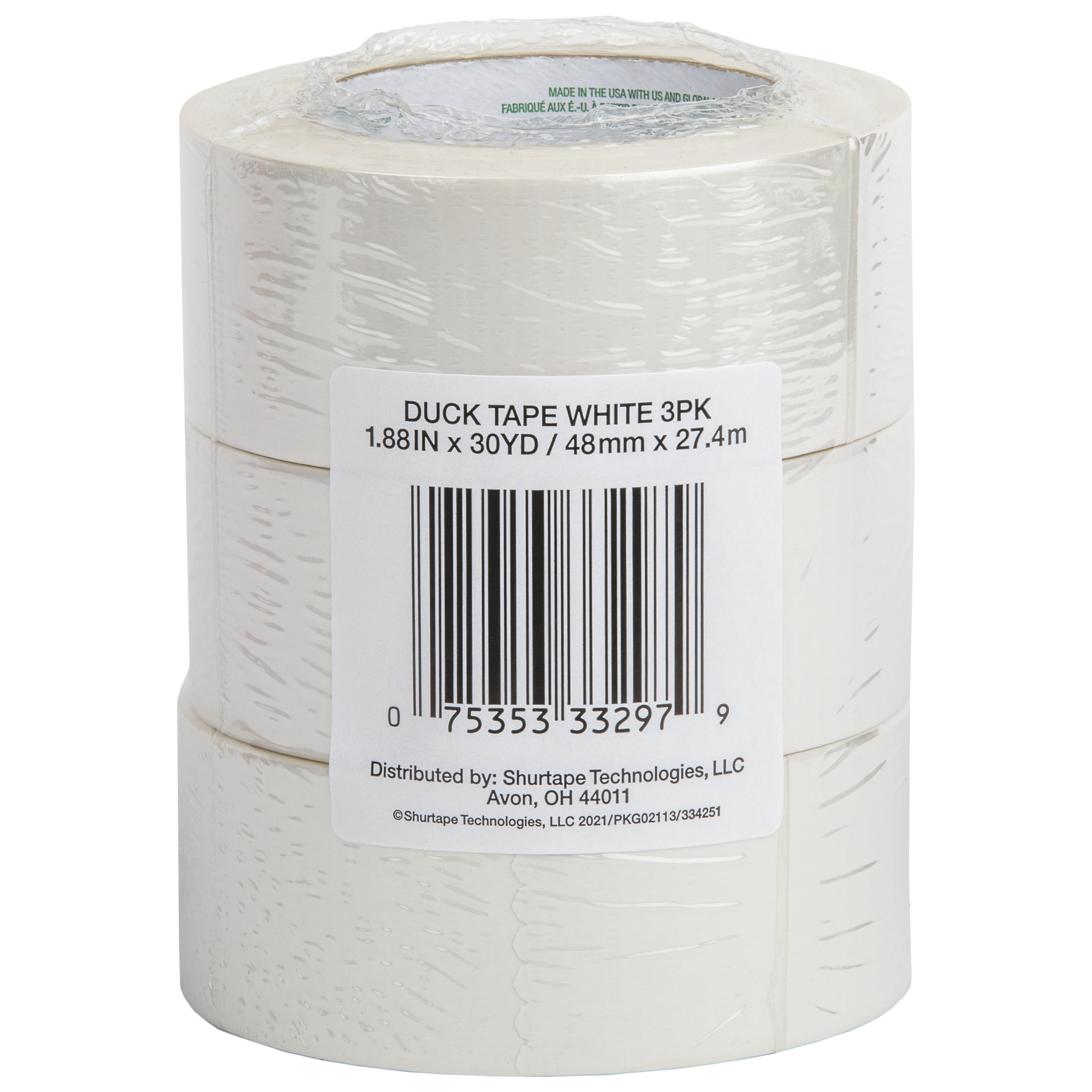 Color Duck Tape Brand Duct Tape, White, 1.88 in. x 30 yd., 3 pack