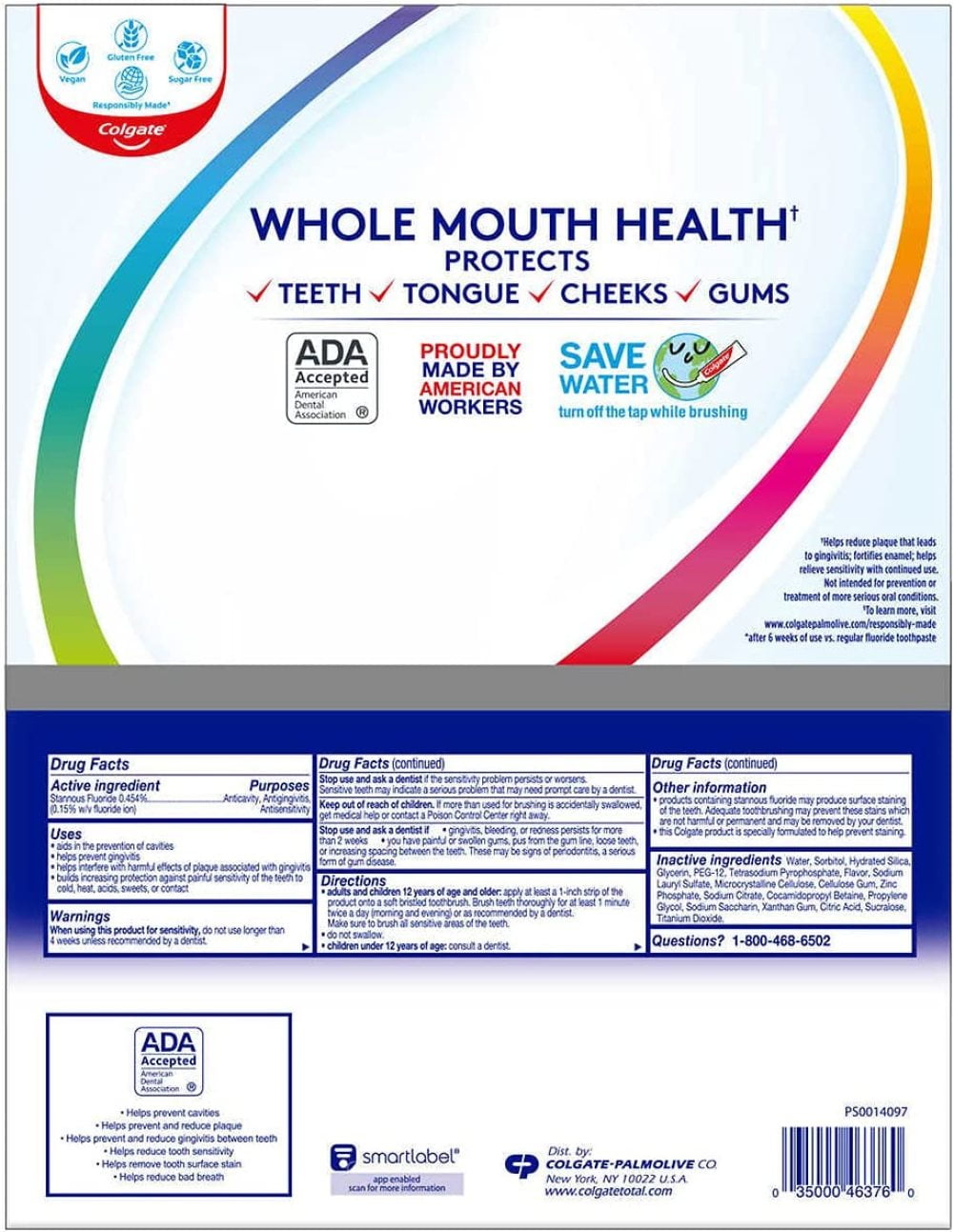 Colgate Total Advanced Whitening Toothpaste, 6.4 oz, 5-pack