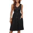 thumbnail image 1 of Robes d'Été pour Femmes Sans Manches Décontractées Amples Évasées à Boutons Robe Midi avec Poches, 1 of 9