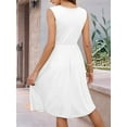 thumbnail image 2 of Women Summer Dresses Sleeveless Casual Loose Swing Button Down Midi Dress with Pockets White L, 2 of 7
