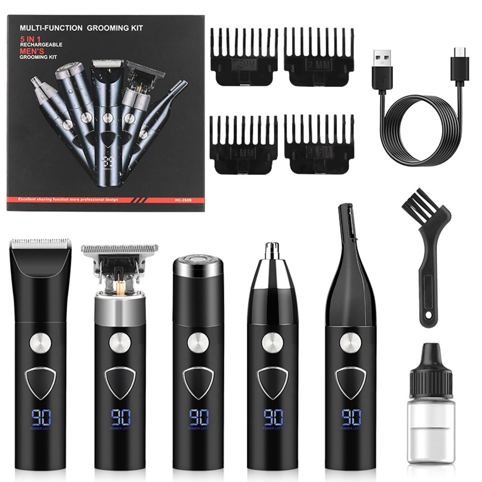 EGNMCR Electric Shaver For Men Bald Shavers For Men 5 In 1 Double Shaver For Men Barber Shaver With 3-Speed Shaver With 4 Different Functional Replacement Heads A shave