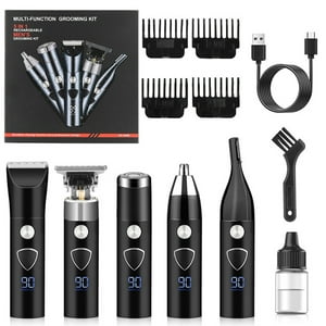 EGNMCR Rasoir électrique pour hommes Rasoirs chauves pour hommes 5 Dans 1 Double rasoir pour les hommes Barber rasoir avec 3-Speed Rasoir avec 4 Différentes têtes de remplacement fonctionnelles Un rasage