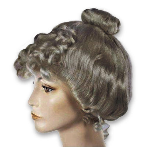 Dark Grey Victorian Wig Gibson Girl Lady Curly Upsweep 1800s Costume