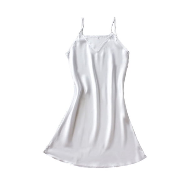 Camisón de seda de hielo de verano para mujer, pijama sexy de seda fina con tirantes, ropa de hogar de primavera y otoño de imitación de seda