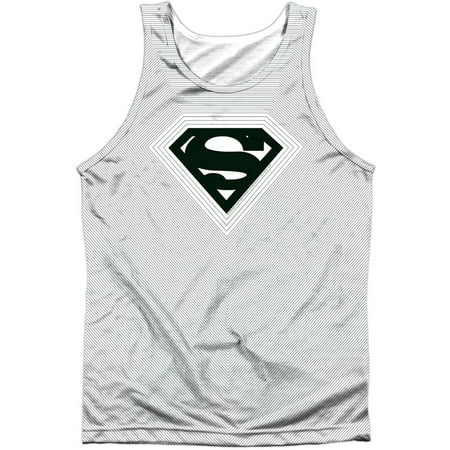 Superman Men's Optical Stripes Mens Tank White