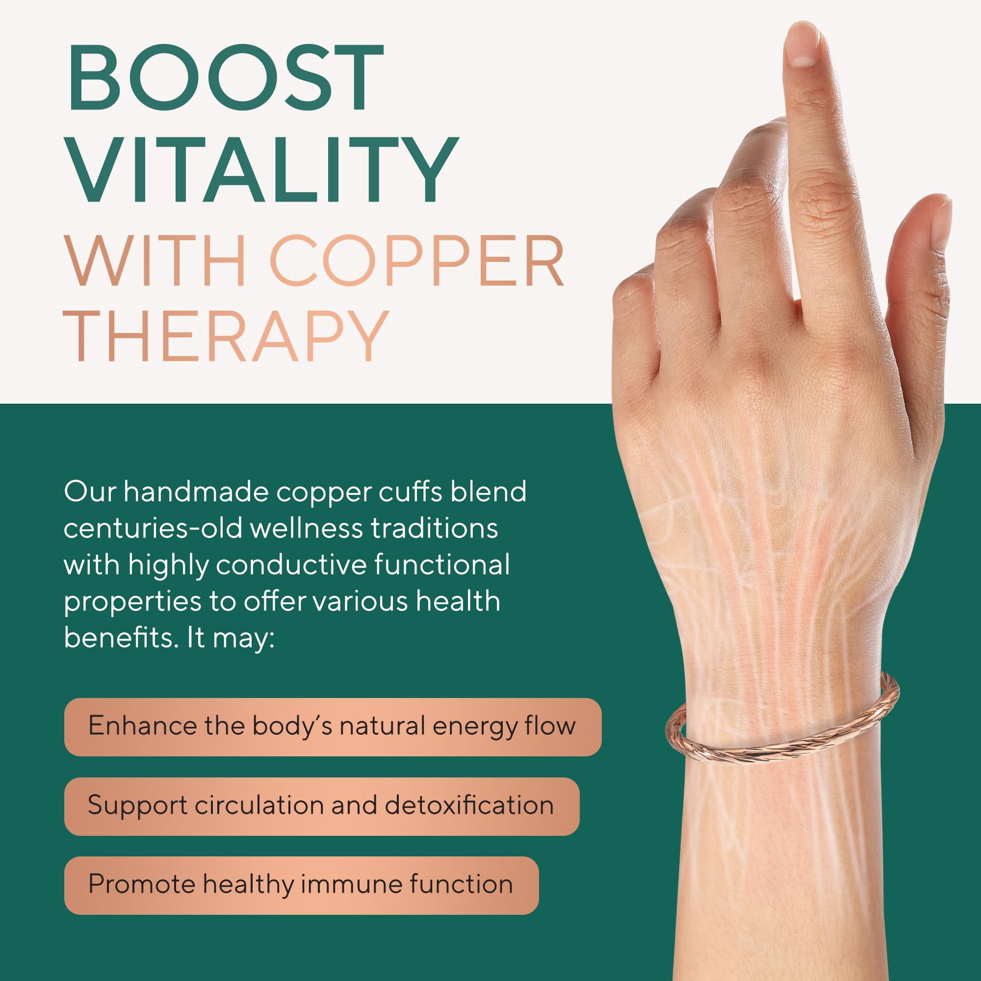 TheraCopper Copper Bracelet for Men & Women — 100% Pure Copper Bracelets — Raw, Solid & Uncoated Handmade Tibetan Bracelet Cuff Bangles (Distressed)