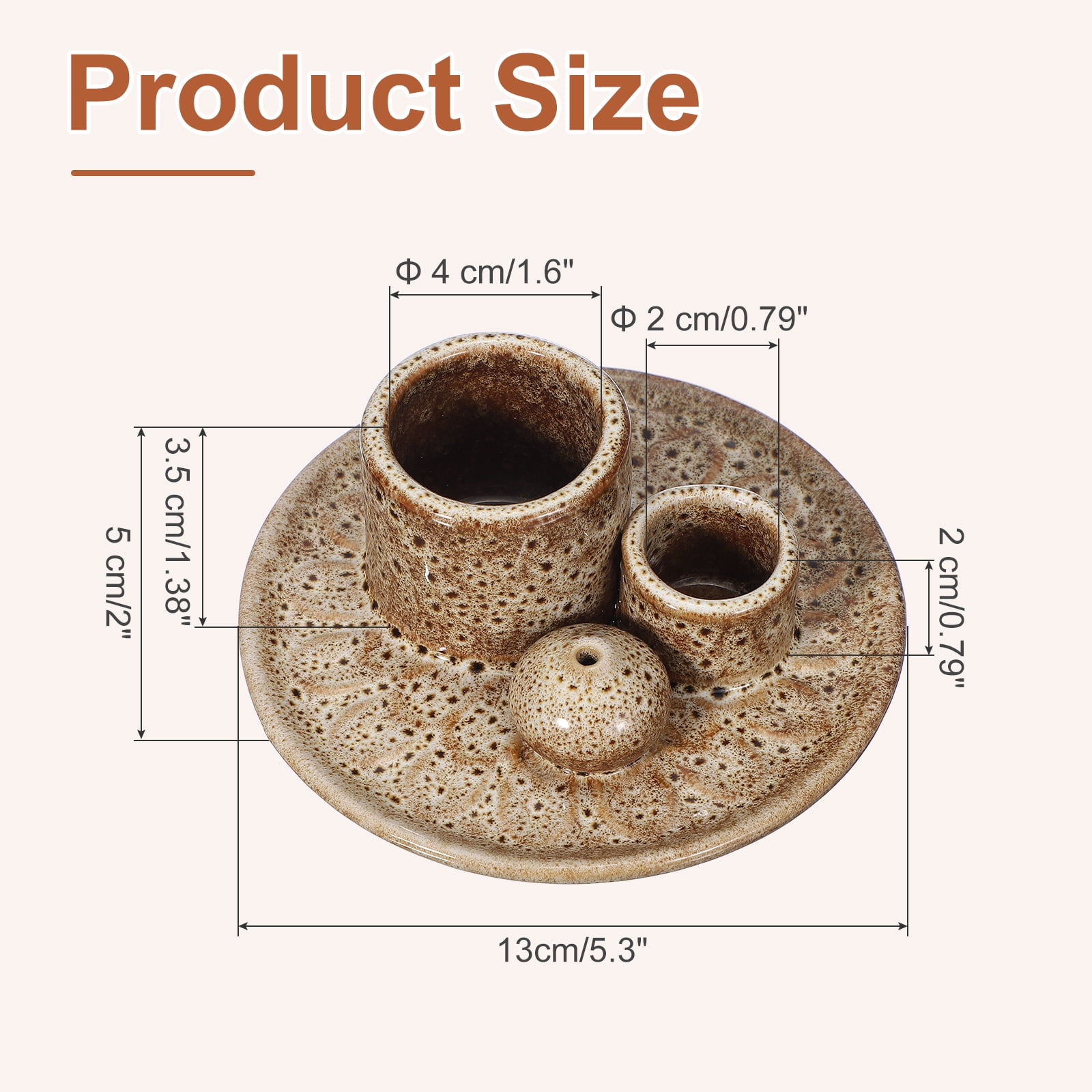 Uxcell Modern Incense Burner, 4 in 1 Ceramic Holder for Meditation, Brown